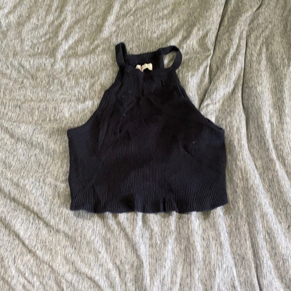 Black halter crop top